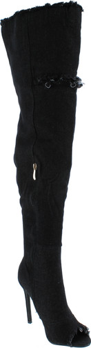 Liliana Barbara-13 Thigh High Over Knee Denim Open Toe Stiletto Heel Boot