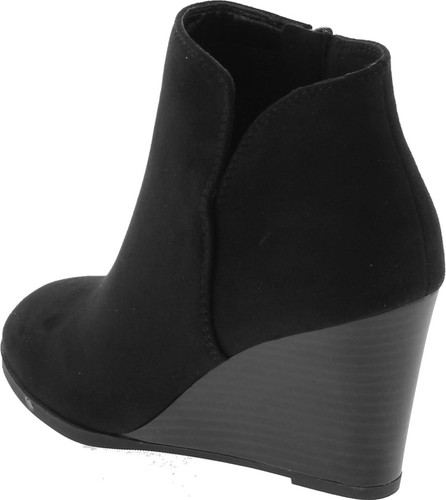 Soda Ability - Mid Ankle Bootie W Split Shaft And Zipper Stacked Wedge Heel
