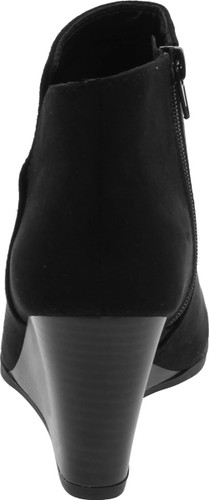Soda Ability - Mid Ankle Bootie W Split Shaft And Zipper Stacked Wedge Heel