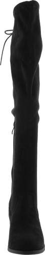 Premier Standard - Women's Fashion Comfy Vegan Suede Block Heel Side Zipper Back Lace Thigh High Over The Knee Boots