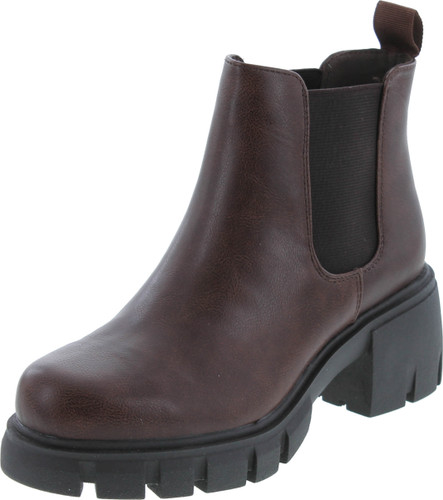 Soda Pioneer ~ Women Lug Sole Mid Heel Chelsea Fashion Ankle Bootie W/Double Elastic Gore