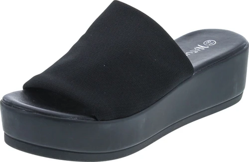 Nature Breeze Women's Stretchy Slip On Peep Toe Backless Platform Sandals