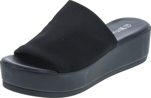 Nature Breeze Women's Stretchy Slip On Peep Toe Backless Platform Sandals