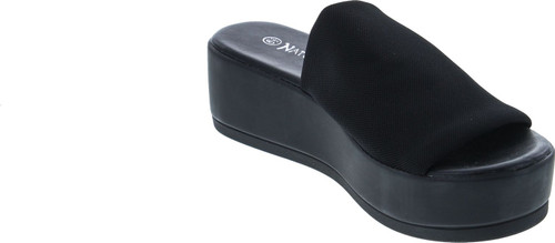 Nature Breeze Women's Stretchy Slip On Peep Toe Backless Platform Sandals