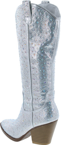 Forever Women Rhinestone Western Cowboy Pointed Toe Knee High Pull-On Boots