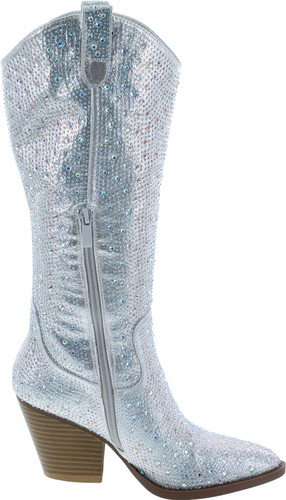 Forever Women Rhinestone Western Cowboy Pointed Toe Knee High Pull-On Boots