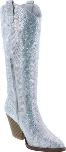 Forever Women Rhinestone Western Cowboy Pointed Toe Knee High Pull-On Boots