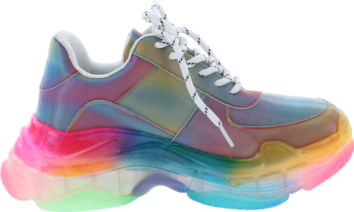 Cape Robbin Presents Mdt Cyber Sneakers For Women Wedge Fashion Sneaker Shoes For Women With Chunky Block Heels