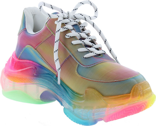 Cape Robbin Presents Mdt Cyber Sneakers For Women Wedge Fashion Sneaker Shoes For Women With Chunky Block Heels