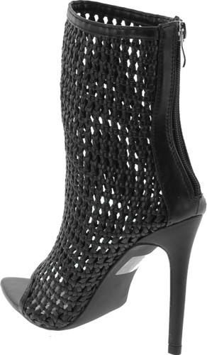 Cape Robbin Weave Sexy Stiletto High Heels For Women, Pointed Peep Toe Booties With Zipper Closure