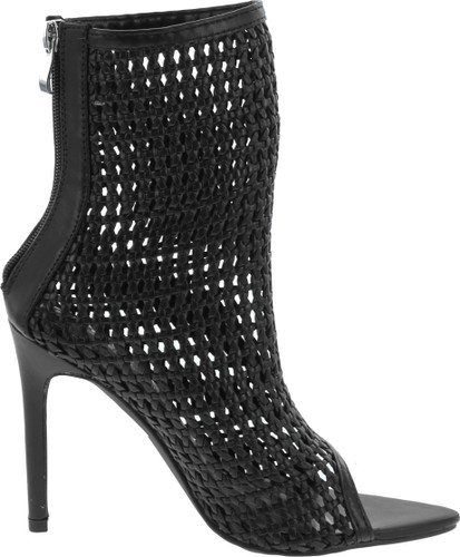Cape Robbin Weave Sexy Stiletto High Heels For Women, Pointed Peep Toe Booties With Zipper Closure