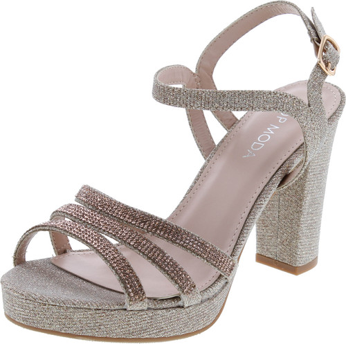 Top Moda Womens Ankle Strap Open Toe Platform Dressy Formal Strappy Rhinestone Sandal High Heeled Pumps Event Shoes For Women