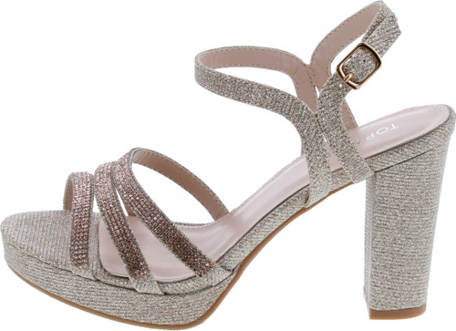 Top Moda Womens Ankle Strap Open Toe Platform Dressy Formal Strappy Rhinestone Sandal High Heeled Pumps Event Shoes For Women