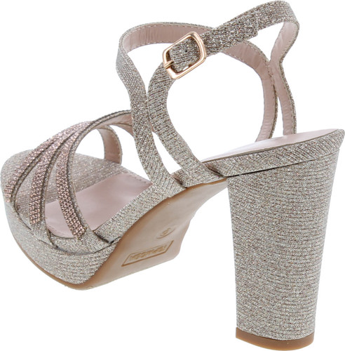 Top Moda Womens Ankle Strap Open Toe Platform Dressy Formal Strappy Rhinestone Sandal High Heeled Pumps Event Shoes For Women