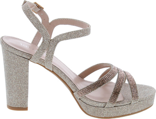 Top Moda Womens Ankle Strap Open Toe Platform Dressy Formal Strappy Rhinestone Sandal High Heeled Pumps Event Shoes For Women