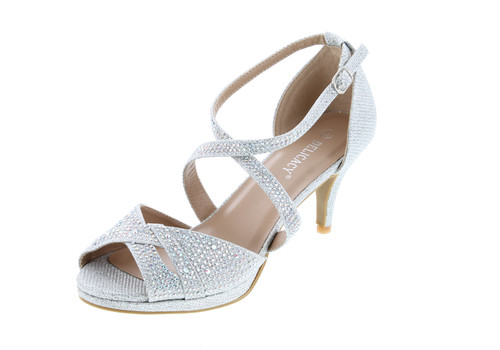 Delicacy Excited-90 Women's Rhinestone Dressy Low Heel Pumps