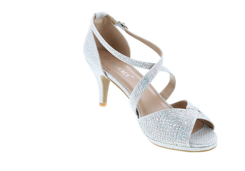 Delicacy Excited-90 Women's Rhinestone Dressy Low Heel Pumps