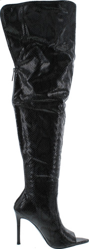 Cape Robbin Toxic Faux Snake Thigh High Over The Knee Boots Peep Toe Stiletto Heel Fashion Dress Boots For Women