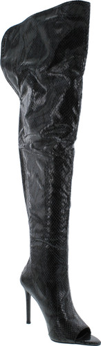Cape Robbin Toxic Faux Snake Thigh High Over The Knee Boots Peep Toe Stiletto Heel Fashion Dress Boots For Women