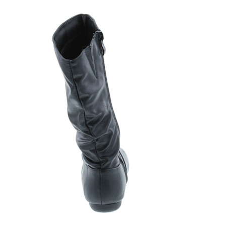 Link Girl's Mid-Calf Solid Color Flat Heel Slouch Boots