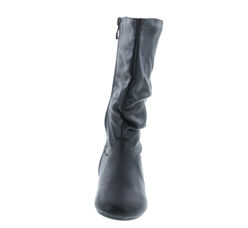 Link Girl's Mid-Calf Solid Color Flat Heel Slouch Boots