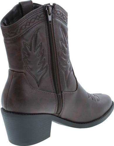 Soda Picotee Women Western Cowboy Cowgirl Stitched Ankle Boots