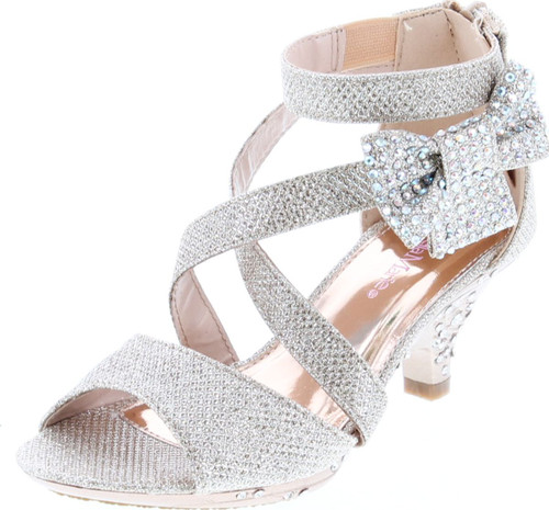 Belle Marie Ponce 10 Little Girls Glitter Rhinestone Heeled Dress Sandals