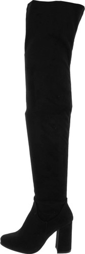 Nature Breeze Elantra 01 Womens Stretchy Thigh High Chunky Heel Suede Boots