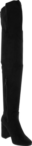 Nature Breeze Elantra 01 Womens Stretchy Thigh High Chunky Heel Suede Boots