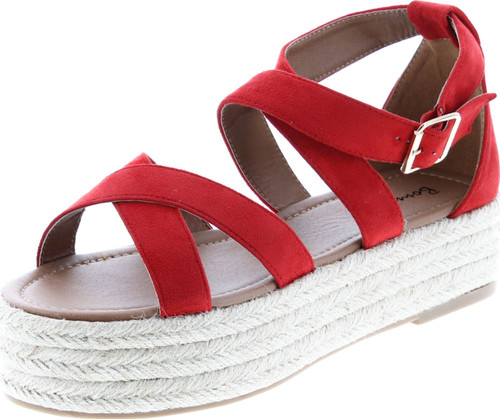Bonnibel Fatima-1 Cute Sexy Expadrille Platfrom X Strap Sandals, Open Toe