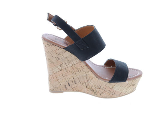 Static Footwear Bunty-02 Women's Platform Wedge Heel Open Toe Single Band Slingback Ankle Strap Pu Sandals