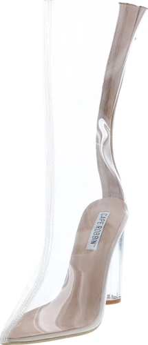 Cape Robbin Ella-1 Pointy Toe Block Chunky Clear Perspex Heel Ankle Boot Bootie Shoe