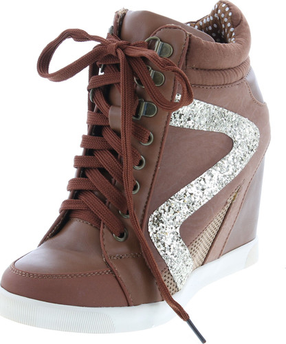 Bamboo Jodie-01 Hidden Wedge Heel Lace Up Wedge Sneaker Shoe