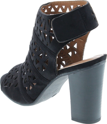Nature Breeze Hush-03 Women Perforated Block Heel - Dressy, Trendy, Date Night - Peep Toe Mule