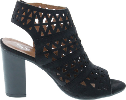 Nature Breeze Hush-03 Women Perforated Block Heel - Dressy, Trendy, Date Night - Peep Toe Mule