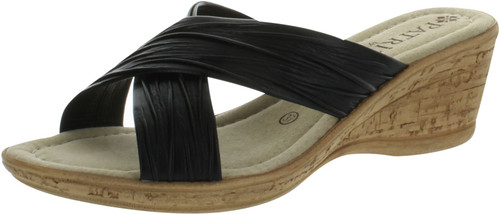 Patrizia By Spring Step Marge Open Toe Wedge Sandals Shoes Black Womens