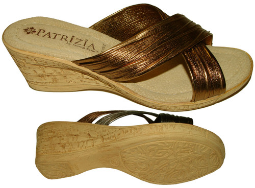 Patrizia By Spring Step Marge Open Toe Wedge Sandals Shoes Black Womens