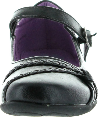 School Rider Girls Nicki-577E Hemp Decor Mary Jane Buckle Strap School Uniform Shoes