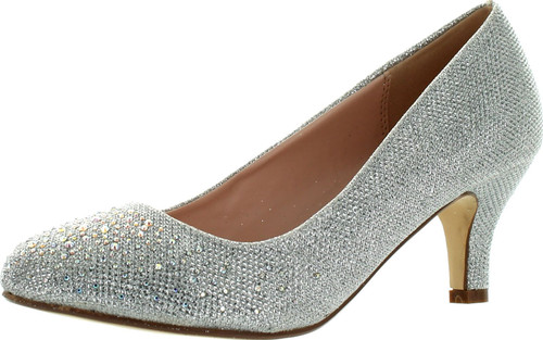 Bonnibel Wonda-1 Womens Round Toe Low Heel Glitter Dress Pumps