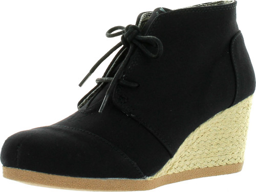 Qupid Womens Olee-15/Rex-S Lace Up Faux Leather Ankle Wedge Boots