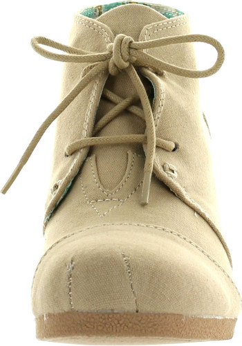 Qupid Womens Olee-15/Rex-S Lace Up Faux Leather Ankle Wedge Boots