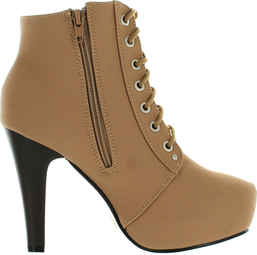 Top Moda Polish-6 Womens Lace-Up Hidden Platform Ankle Boots