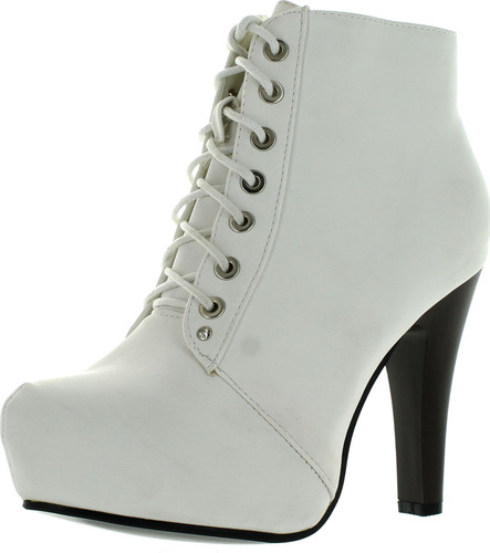 Top Moda Polish-6 Womens Lace-Up Hidden Platform Ankle Boots