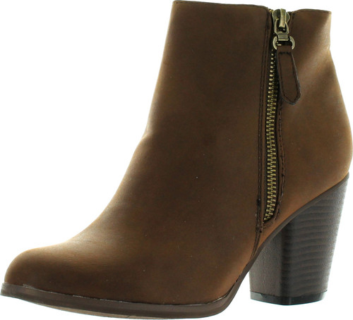 Reneeze Baba-02 Women Fashion Comfy Stacked Chunky Heel Side Zipper Ankle Bootie