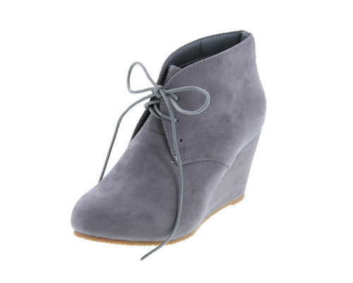 Anna Sally-5 Womens Adorable Almond Toe Lace Up Wedge Ankle Bootie