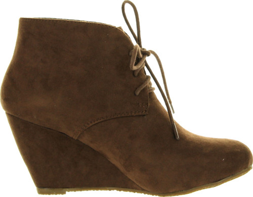 Anna Sally-5 Womens Adorable Almond Toe Lace Up Wedge Ankle Bootie