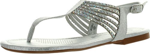 De Blossom Collection Jacob-5 Womens Glitter T-Strap Slingback Sandals