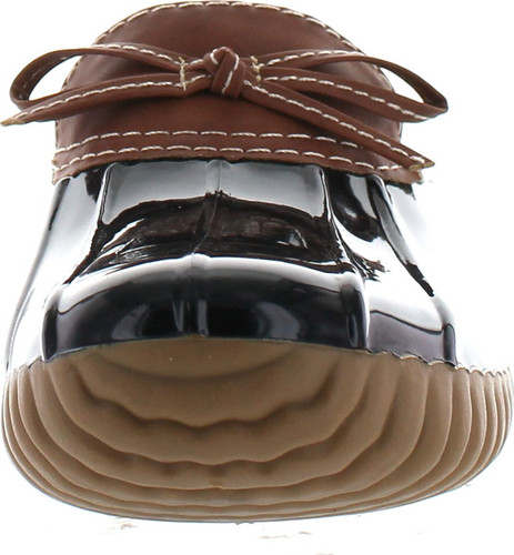 Axny Dylan-10 Women's Two Tone Bow Accents Slip-On Rain Loafer Flat Duck Shoes