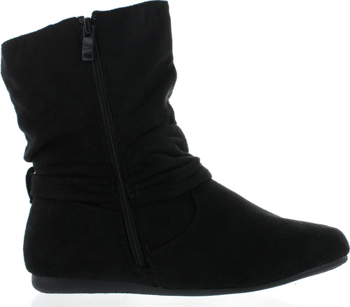 Women's Fashion Calf Flat Heel Side Zipper Slouch Ankle Boots