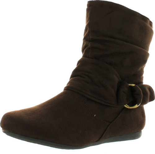 Women's Fashion Calf Flat Heel Side Zipper Slouch Ankle Boots